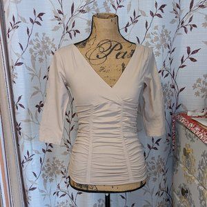 T Babaton, cream 3/4 sleeve shirt. Size: L